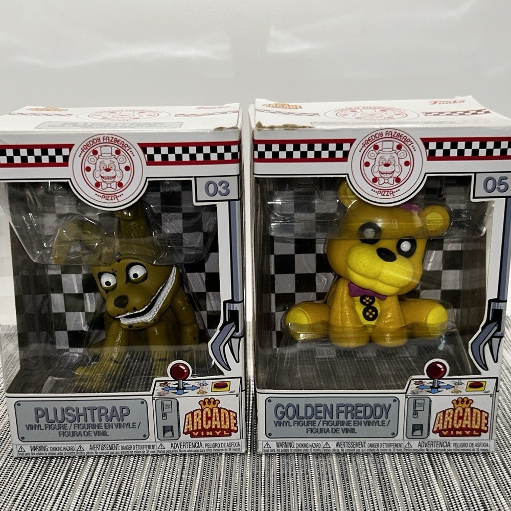 Funko Arcade Vinyl Five Nights At Freddy's Plushtrap #3 & Golden Freddy #5 Lot